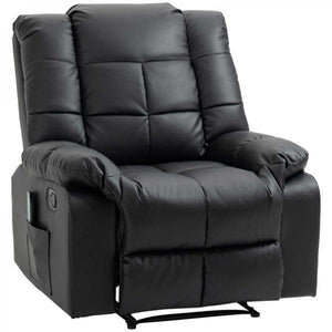 Massagesessel, Relaxsessel, 8 Vibrationspunkte, Liegefunktion, Kunstleder, schwarz,