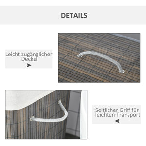 Wäschekorb gross mit Deckel und waschbarem Wäschesack 100L grau