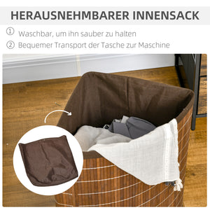 Wäschekorb Wäschesammler mit abnehmbarem Deckel 55L braun