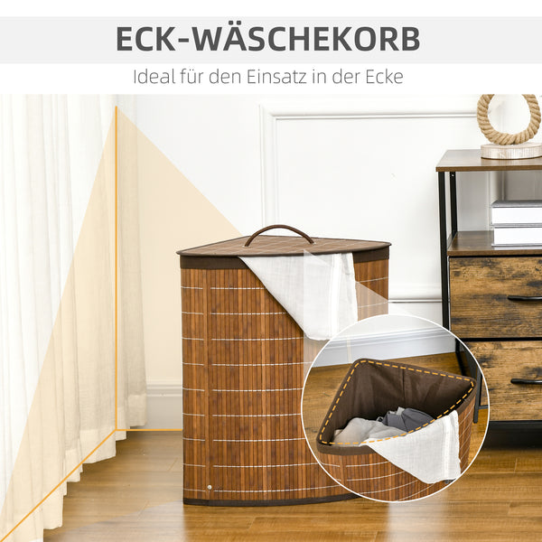 Wäschekorb Wäschesammler mit abnehmbarem Deckel 55L braun