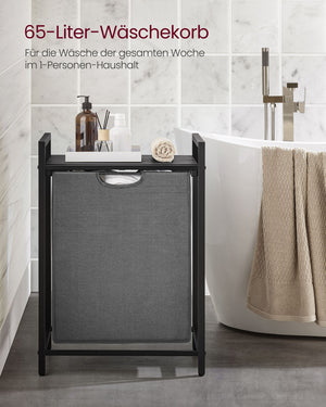 Wäschekorb 65L Schwarz Grau