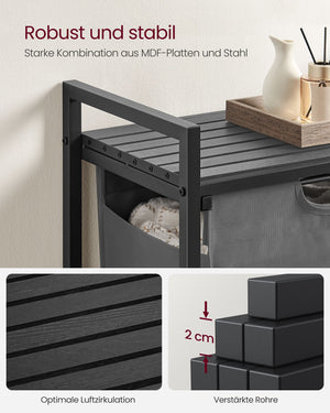 Wäschekorb 65L Schwarz Grau