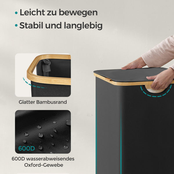 Wäschekorb Aufbewahrungskorb 65 Liter mit Deckel