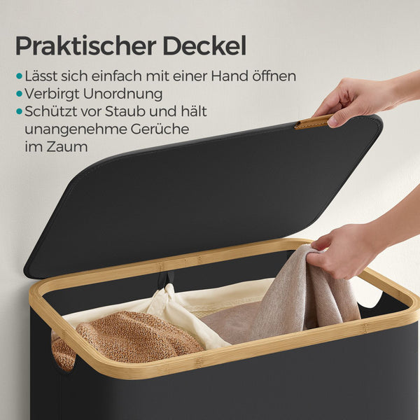 Wäschekorb Aufbewahrungskorb 65 Liter mit Deckel
