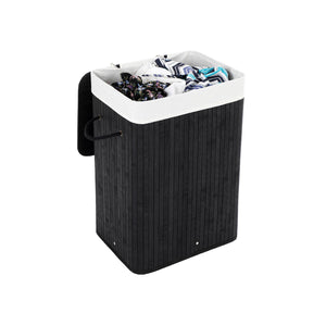 Wäschekorb Bambus 72L Schwarz