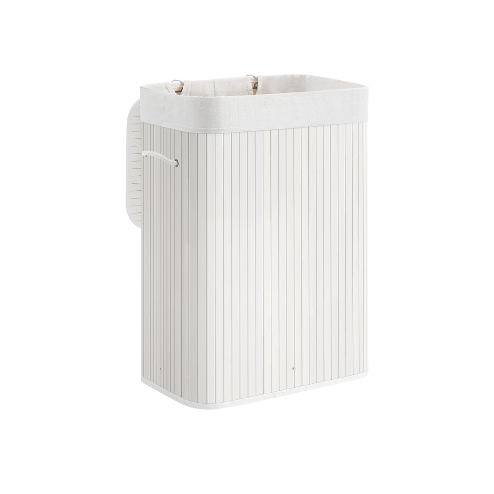 Cesto portabiancheria in bambù 72L bianco
