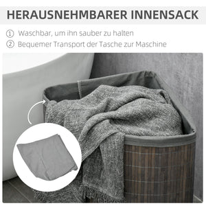 Wäschekorb mit Deckel und Wäschesack für Badezimmer Bambus