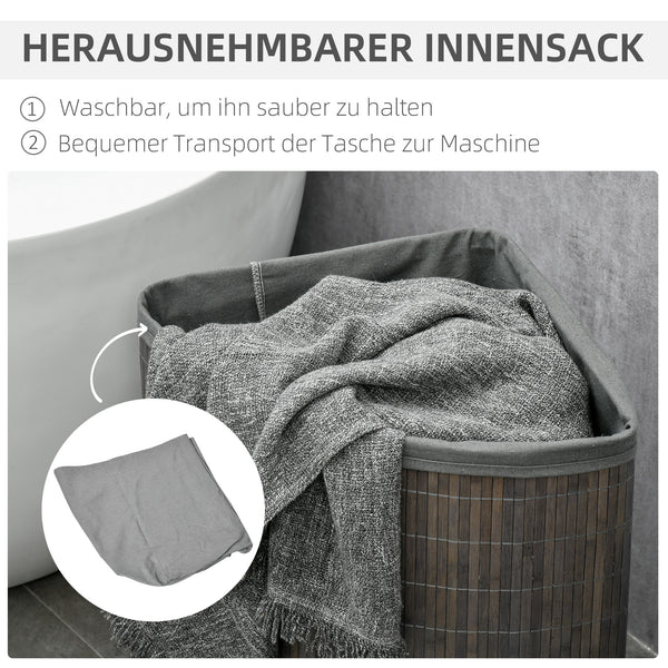 Wäschekorb mit Deckel und Wäschesack für Badezimmer Bambus