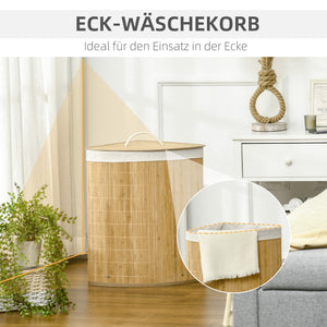 Wäschekorb mit Deckel und herausnehmbarem Wäschesack Bambus