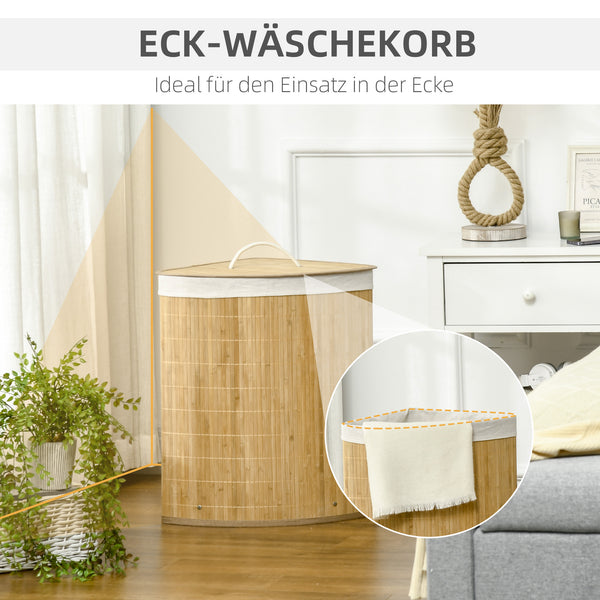 Wäschekorb mit Deckel und herausnehmbarem Wäschesack Bambus