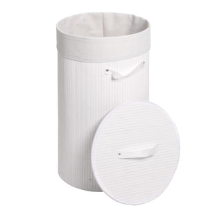 Wäschekorb Laundry Wäschebox Bambus rund 59x35cm 50l weiss