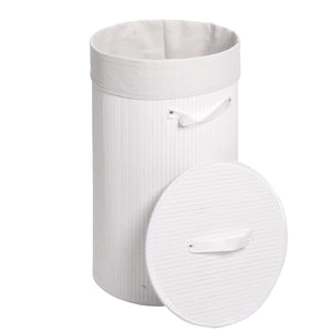 Wäschekorb Laundry Wäschebox Bambus rund 59x35cm 50l weiss