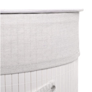 Wäschekorb Laundry Wäschebox Bambus rund 59x35cm 50l weiss