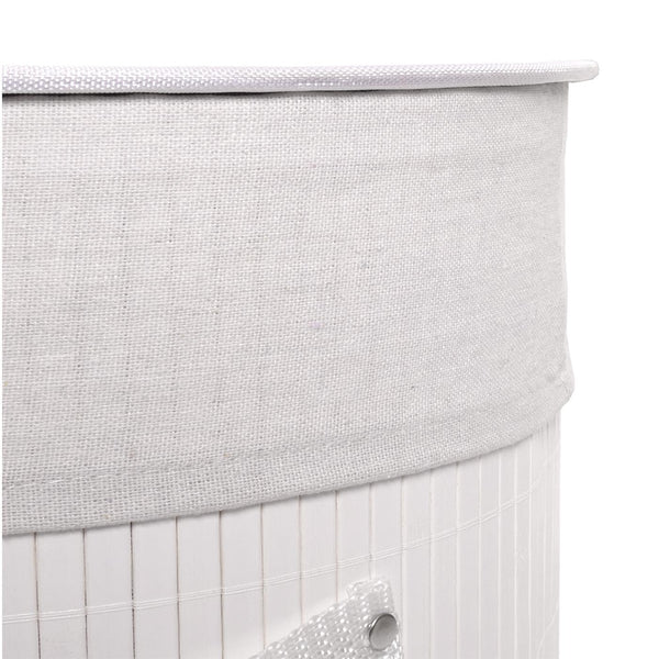 Wäschekorb Laundry Wäschebox Bambus rund 59x35cm 50l weiss