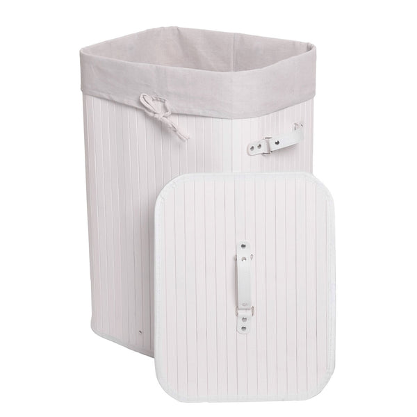 Wäschekorb Laundry Wäschebox Bambus 61x43x32cm 70l weiss