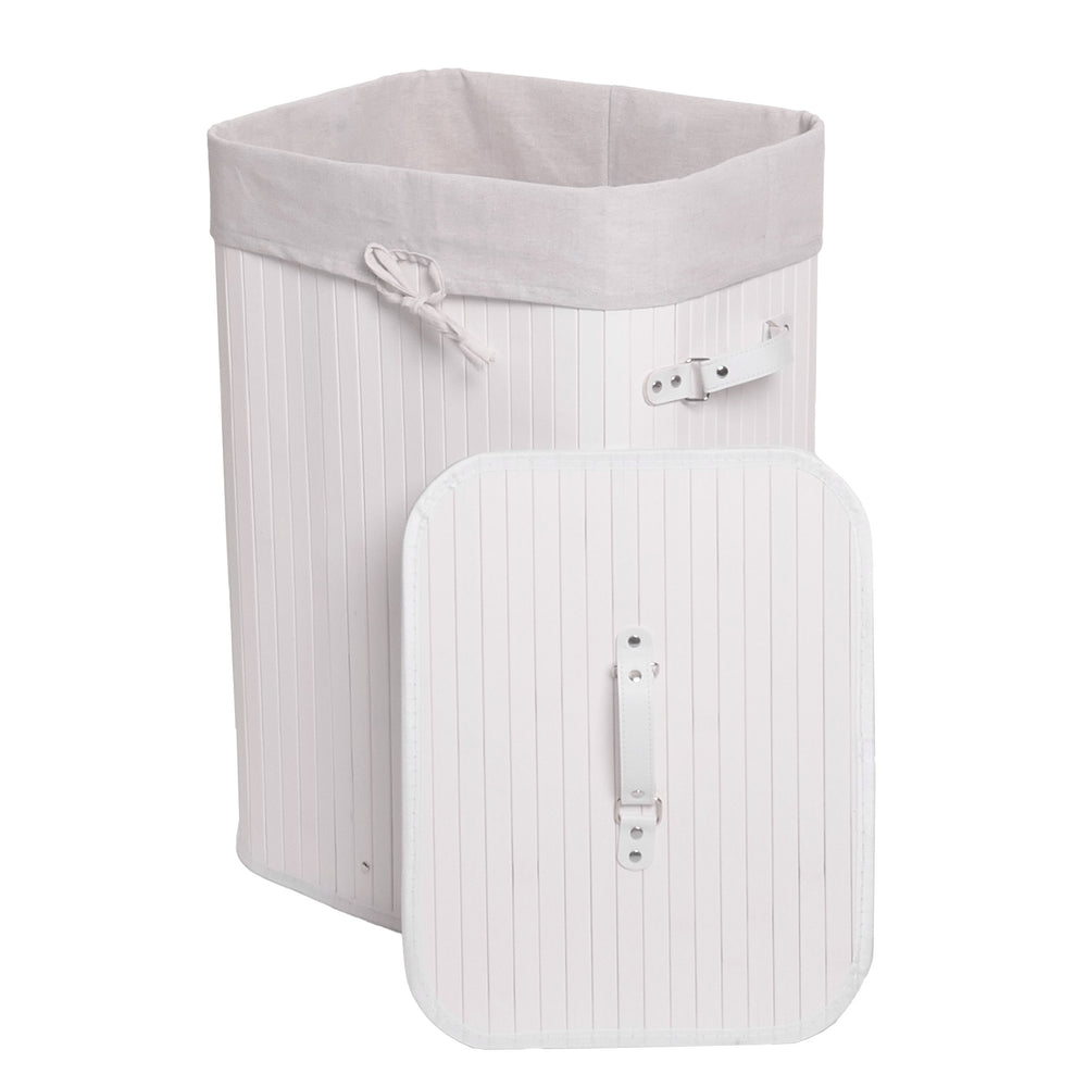 Wäschekorb Laundry Wäschebox Bambus 61x43x32cm 70l weiss