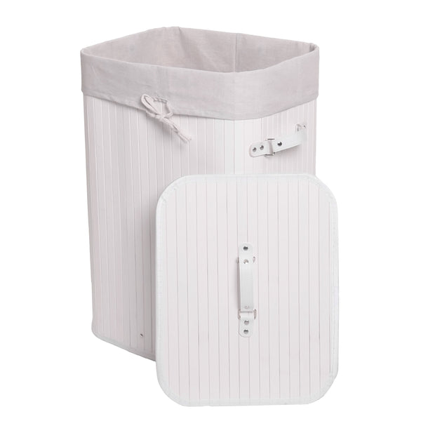 Wäschekorb Laundry Wäschebox Bambus 61x43x32cm 70l weiss
