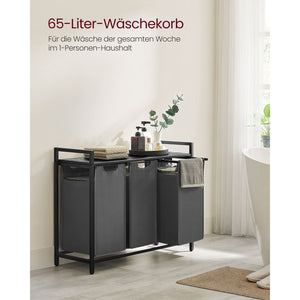 Wäschekorb mit 3 Fächern Grau