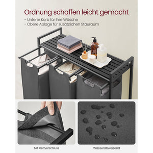 Wäschekorb mit 3 Fächern Grau
