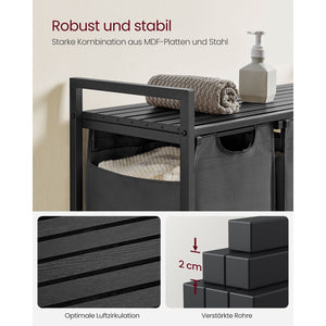 Wäschekorb mit 3 Fächern Grau