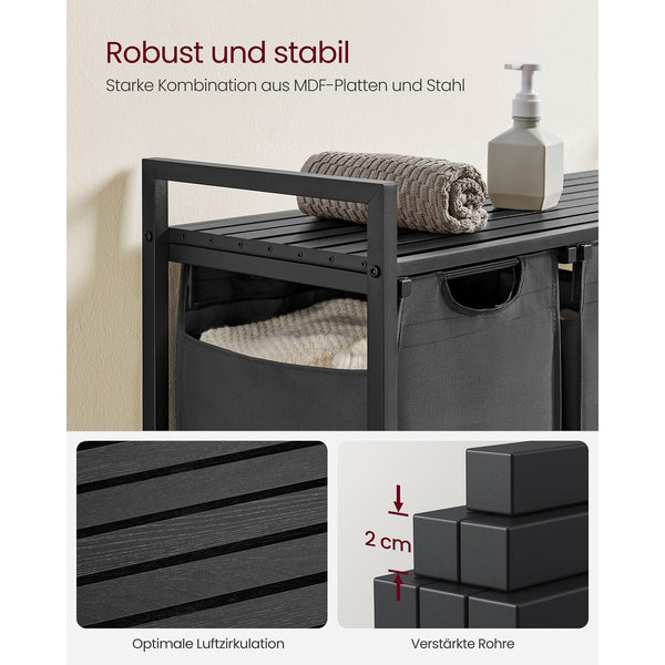 Wäschekorb mit 3 Fächern Grau