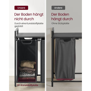 Wäschekorb mit 3 Fächern Grau