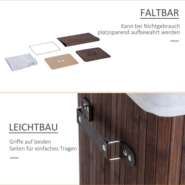 Wäschekorb Wäschesammler schmal mit Deckel und Wäschesack 72L