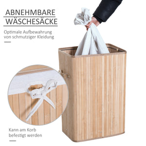Wäschekorb Wäschesammler schmal mit Deckel für Bad 72L