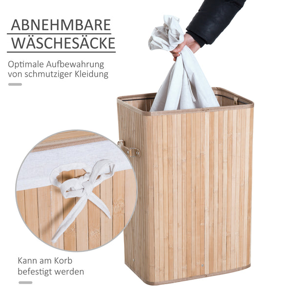 Wäschekorb Wäschesammler schmal mit Deckel für Bad 72L