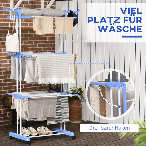 Wäscheständer Turmwäscheständer 73x64x177cm ausziehbar Blau