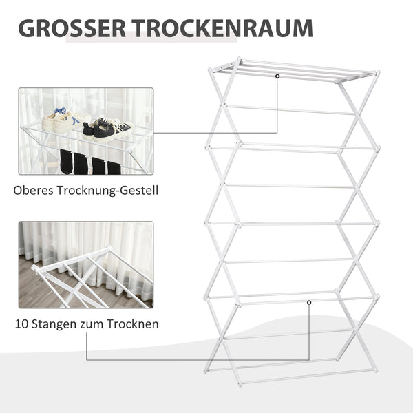 Wäscheständer Wäschetrockner 8-stufig Faltbar Weiss