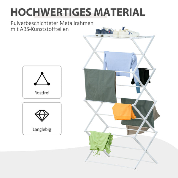 Wäscheständer Wäschetrockner 8-stufig Faltbar Weiss