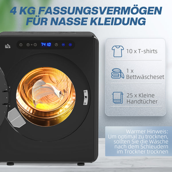 Wäschetrockner kompakt mit 6 Programmen und Touch-Bedienung 3kg