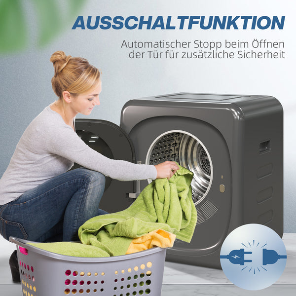 Wäschetrockner kompakt mit UV-Desinfektion 4kg Edelstahl grau