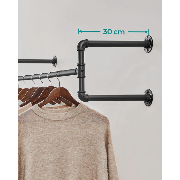Wand-Kleiderstangen Kleiderhalter 2er-Set Schwarz