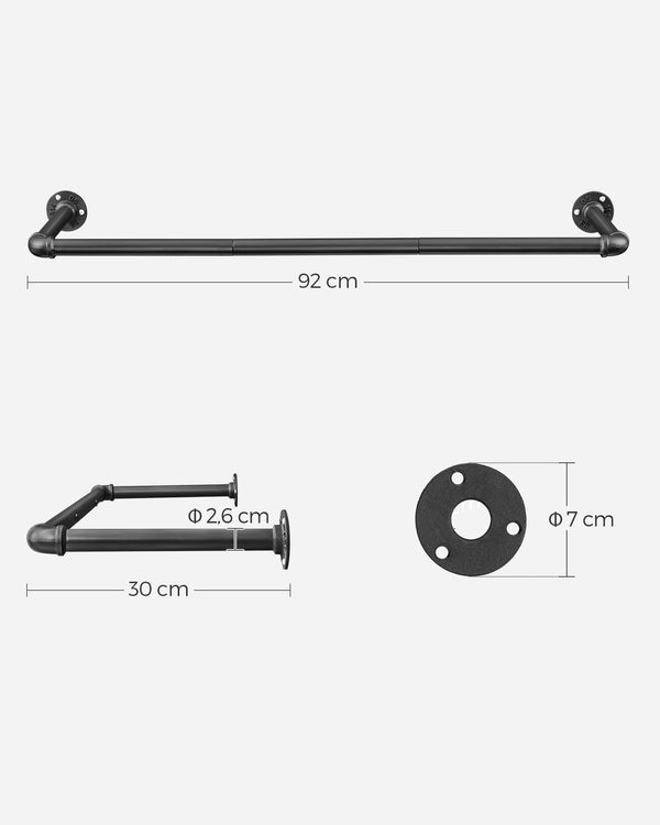 Wand-Kleiderstangen Kleiderhalter 2er-Set Schwarz