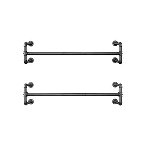 Wand-Kleiderstangen Kleiderhalter 2er-Set Schwarz