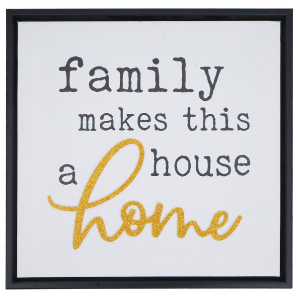 Wandbild Set 4-teilig Holz Leinwand Sprüche Family Home 30x30cm