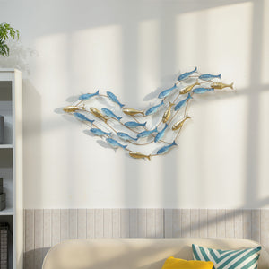 Wanddeko Fisch modern rostfrei für Wohnzimmer Metall hellblau