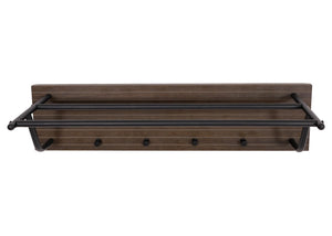 Wandgarderobe 2 Kleiderstangen 4 Haken skandinavisch 20x80x27cm dunkelbraun
