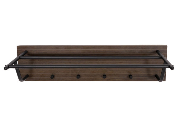 Wandgarderobe 2 Kleiderstangen 4 Haken skandinavisch 20x80x27cm dunkelbraun
