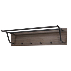 Wandgarderobe 2 Kleiderstangen 4 Haken skandinavisch 20x80x27cm dunkelbraun