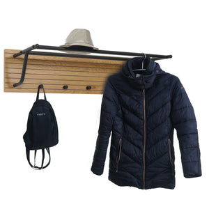 Wandgarderobe 2 Kleiderstangen 4 Haken skandinavisch 20x80x27cm natur