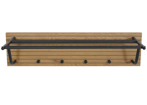 Wandgarderobe 2 Kleiderstangen 4 Haken skandinavisch 20x80x27cm natur