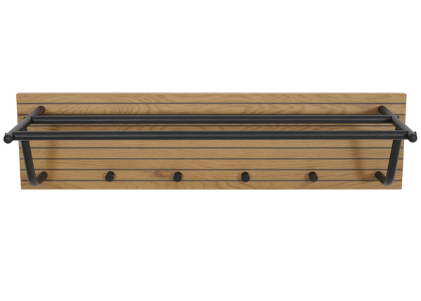 Wandgarderobe 2 Kleiderstangen 4 Haken skandinavisch 20x80x27cm natur