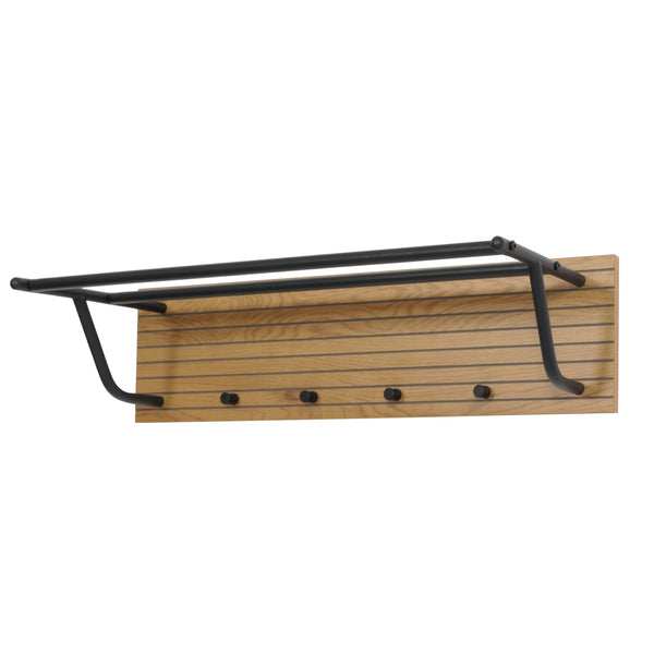 Wandgarderobe 2 Kleiderstangen 4 Haken skandinavisch 20x80x27cm natur