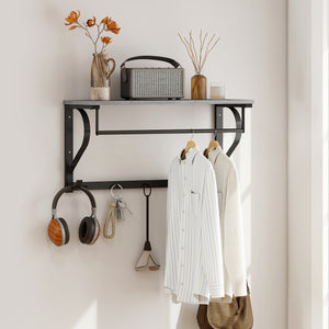 Wandgarderobe mit Ablage und 5 Haken grau
