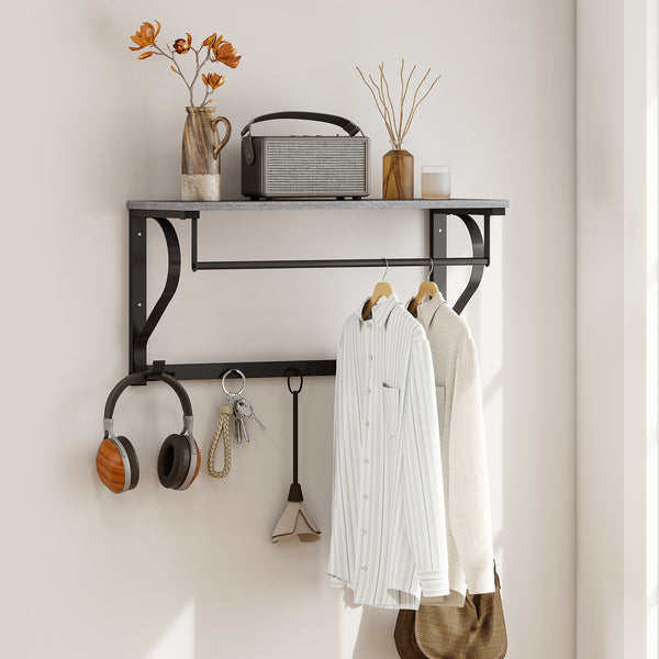 Wandgarderobe mit Ablage und 5 Haken grau