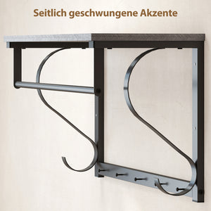 Wandgarderobe mit Ablage und 5 Haken grau
