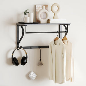 Wandgarderobe mit Ablage und 5 Haken grau